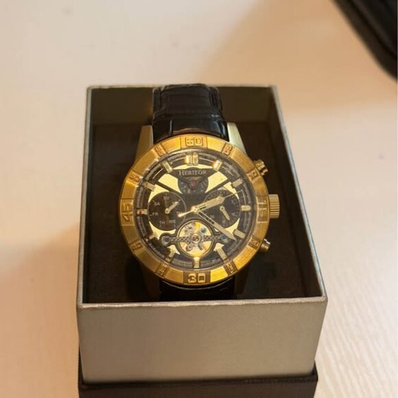 Authentic Heritor 44mm Automatic Hannibal Semi-Skeleton Leather-Band Watch - Picture 3 of 9